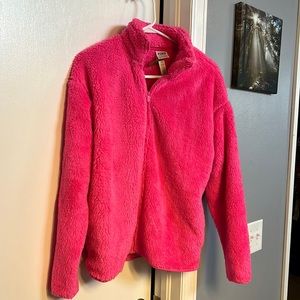 Brand new PINK fuzzy zip up sweatshirt in hot pink with tags